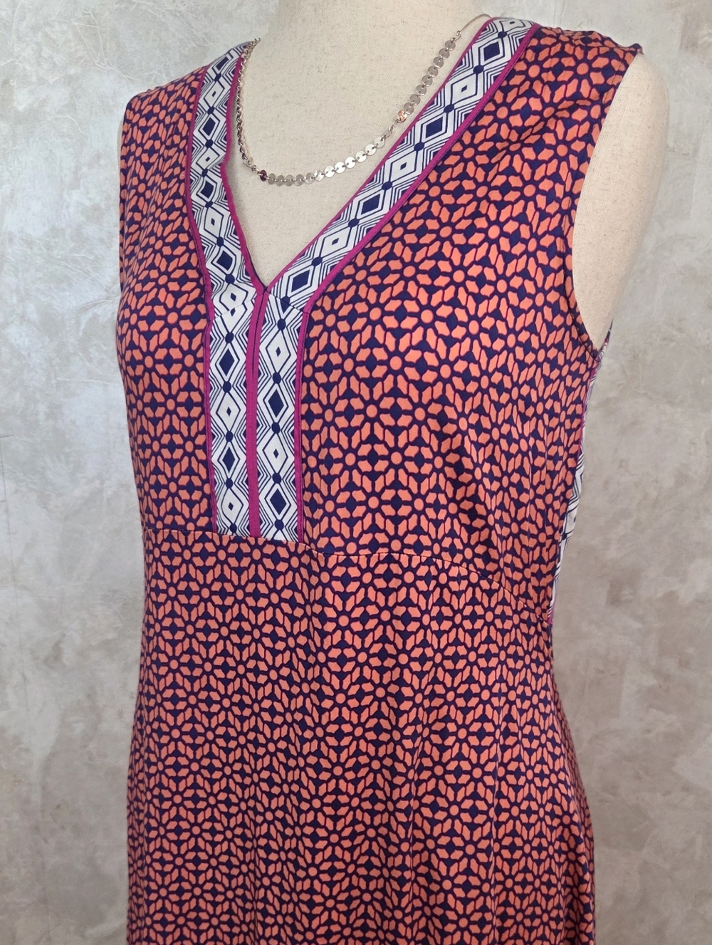Tribal Femme Sleeveless Dress Geo Print Boho Midi Stretch Rayon